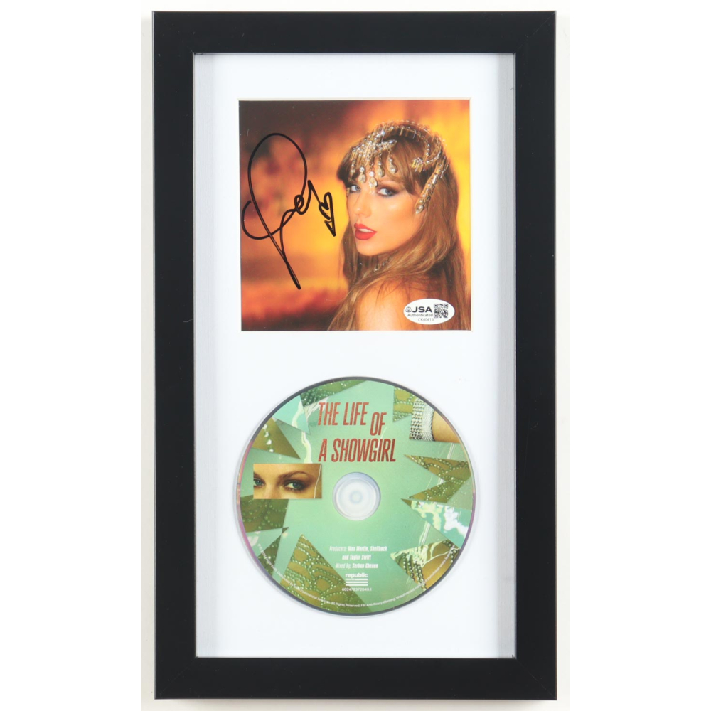 Taylor Swift Signed Custom Framed "The Life of a Showgirl" CD Album Insert Display (JSA) at PristineAuction.com