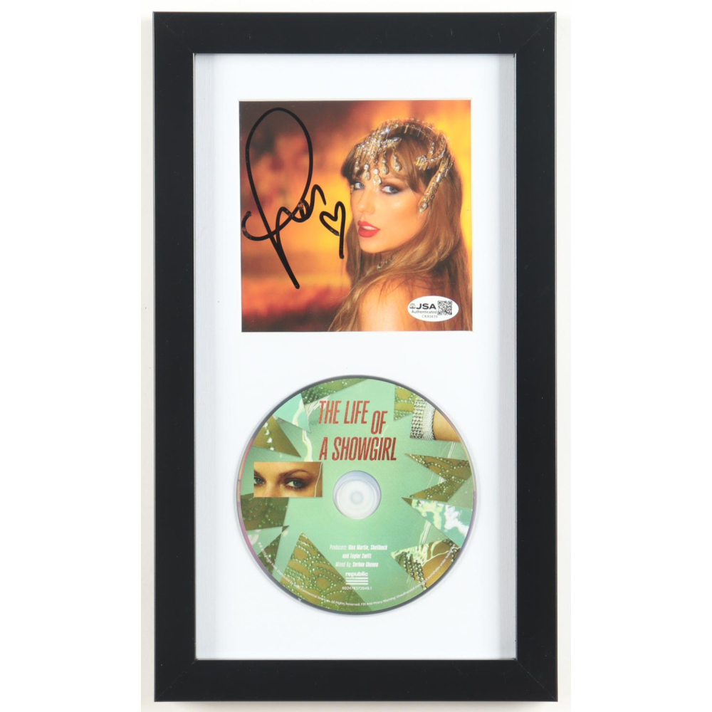 Taylor Swift Signed Custom Framed "The Life of a Showgirl" CD Album Insert Display (JSA) at PristineAuction.com