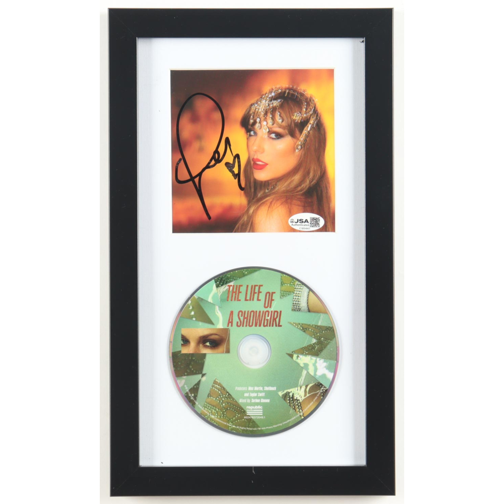Taylor Swift Signed Custom Framed "The Life of a Showgirl" CD Album Insert Display (JSA) at PristineAuction.com