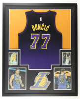 Luka Doncic Signed Custom Framed Jersey Display with Photos (Fanatics) at PristineAuction.com