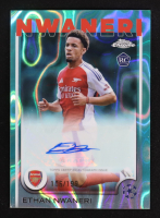 Ethan Nwaneri 2024-25 Topps Chrome UEFA Club Competitions Autographs Aqua Lava Refractors #CAEN #106/199 RC at PristineAuction.com