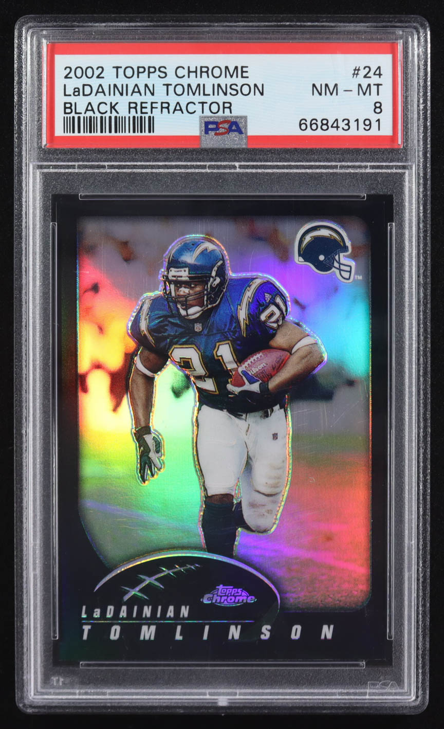 LaDainian Tomlinson 2002 Topps Chrome Refractors #24 #322/599 (PSA 8) at PristineAuction.com LaDainian Tomlinson 2002 Topps Chrome Refractors #24 #322/599 (PSA 8) at PristineAuction.com