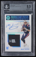 Mac Jones 2021 Panini Encased Sapphire Rookie Cap Patch Autographs #125 RC #07/25 (BGS 8.5 | Autograph Graded BGS 10) at PristineAuction.com