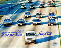 Erik Estrada Signed O.J. Simpson "Bronco Chase" 11x14 Photo Inscribed "America Needed Ponch Behind That Bronco" (PSA) at PristineAuction.com