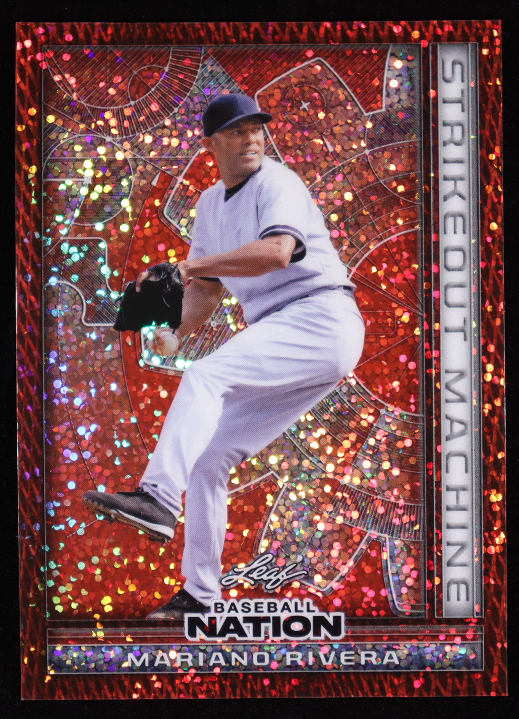 Mariano Rivera 2025 Leaf Baseball Nation Strikeout Machine Red Sparkle #SMB25 #1/2 at PristineAuction.com Mariano Rivera 2025 Leaf Baseball Nation Strikeout Machine Red Sparkle #SMB25 #1/2 at PristineAuction.com