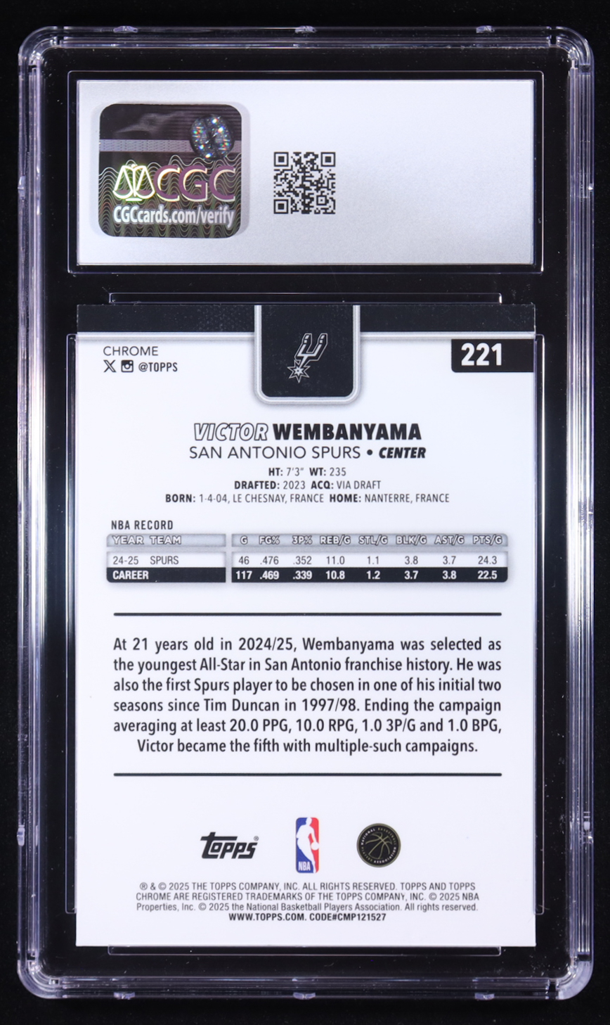 Victor Wembanyama 2025-26 Topps Chrome #221 (CGC 9) at PristineAuction.com Victor Wembanyama 2025-26 Topps Chrome #221 (CGC 9) at PristineAuction.com