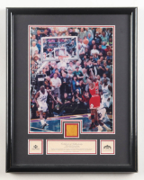 Michael Jordan LE Bulls Custom Framed Photo Display with Game-Used Final Floor Piece (UDA) at PristineAuction.com