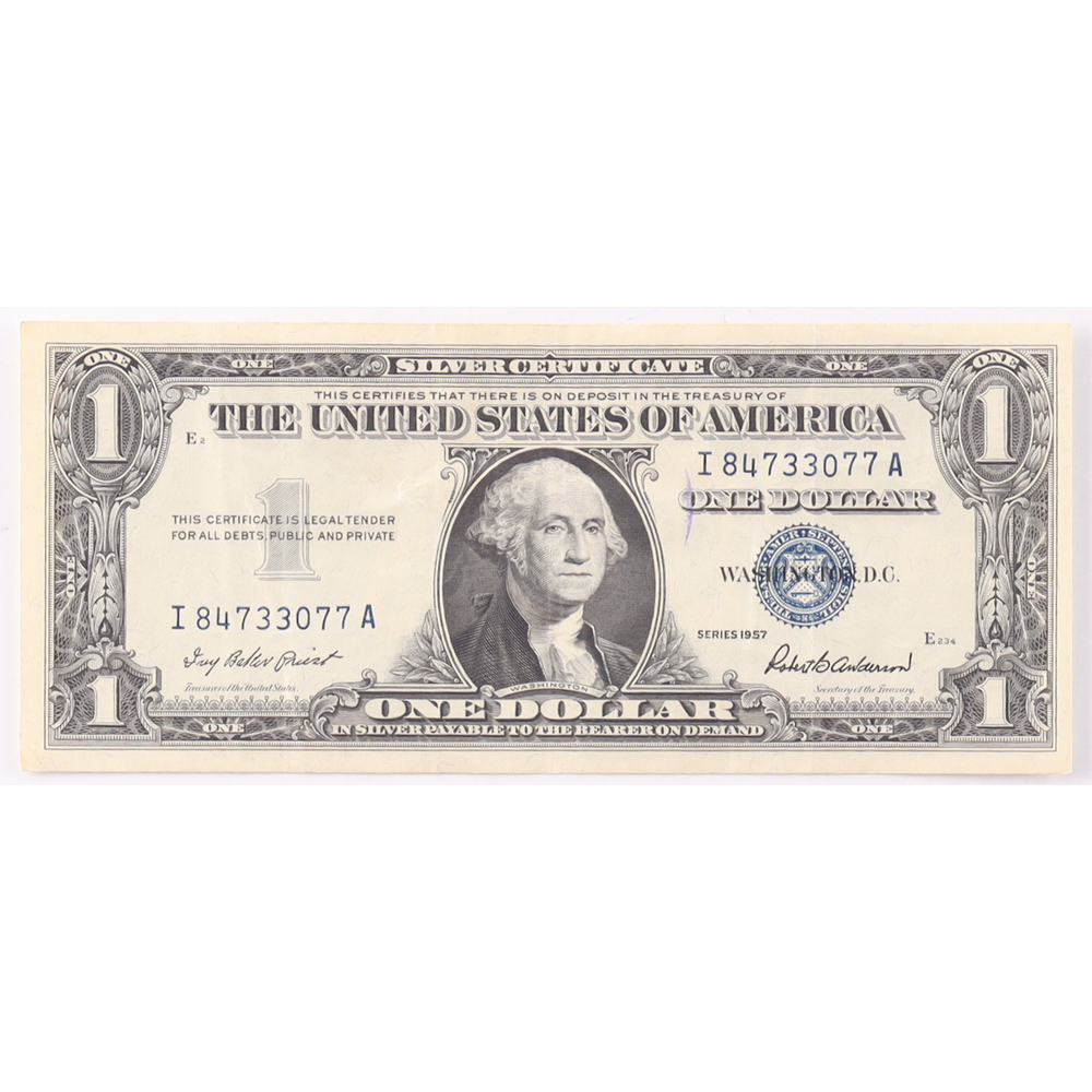 1957 $1 United States Treasury Blue Seal Silver Certificate Paper Bank Note at PristineAuction.com