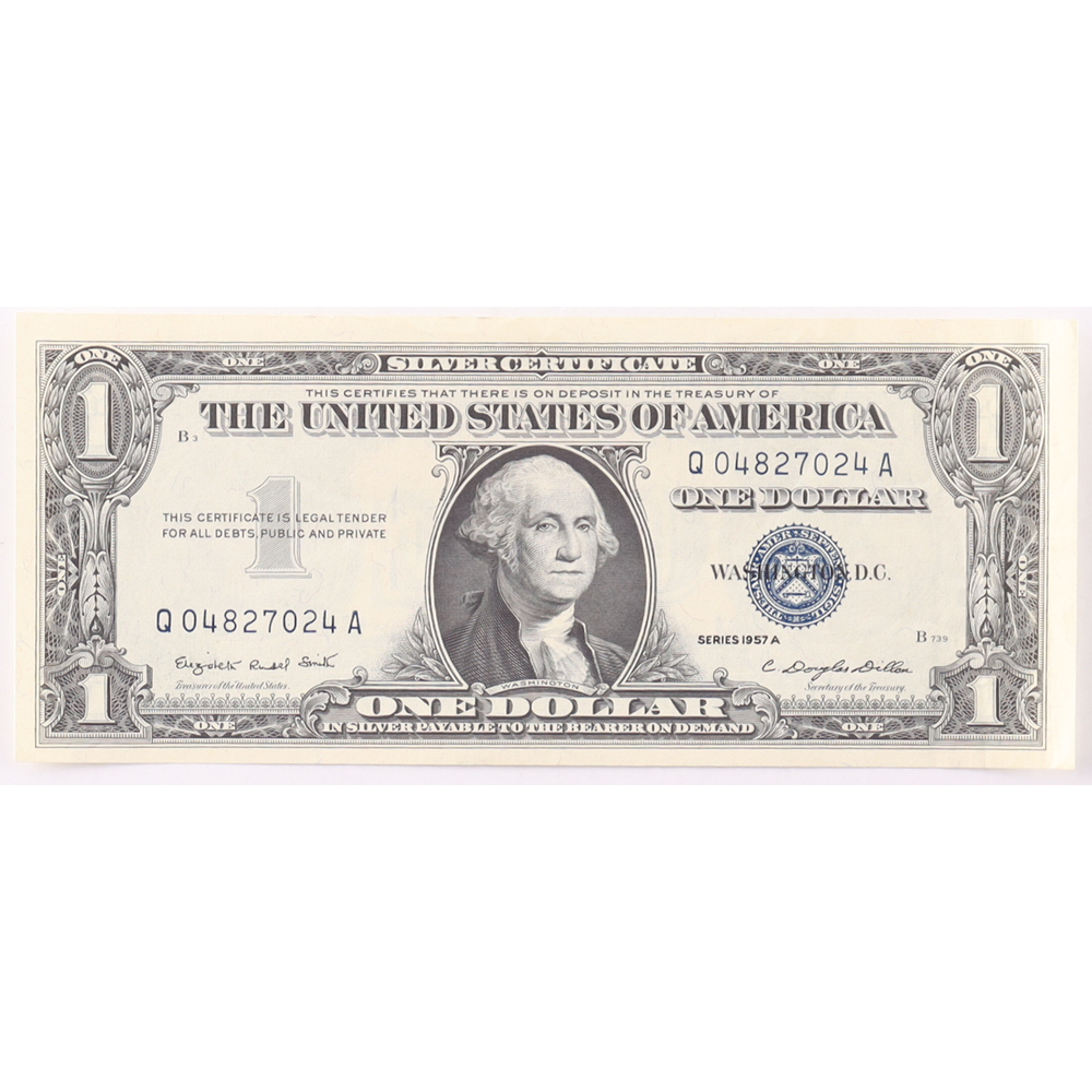 1957-A $1 United States Treasury Blue Seal Silver Certificate Paper Bank Note at PristineAuction.com