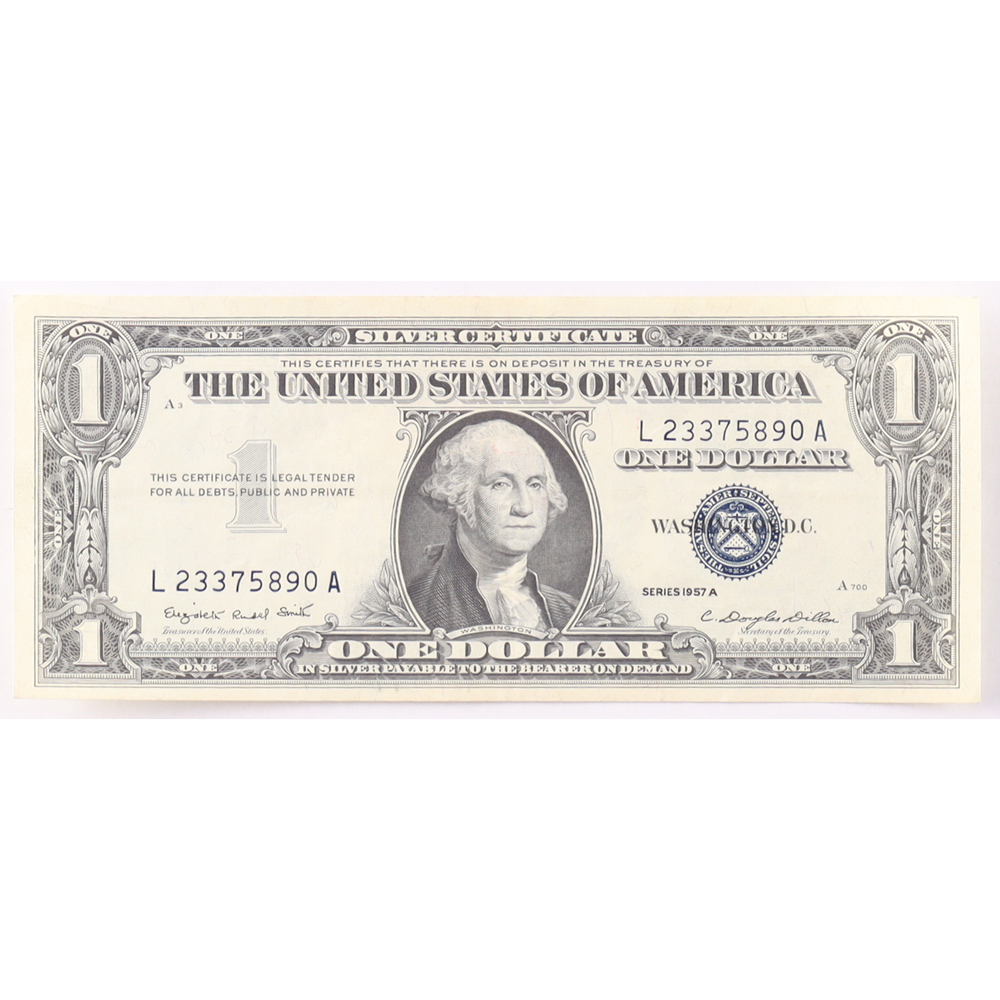 1957-A $1 United States Treasury Blue Seal Silver Certificate Paper Bank Note at PristineAuction.com