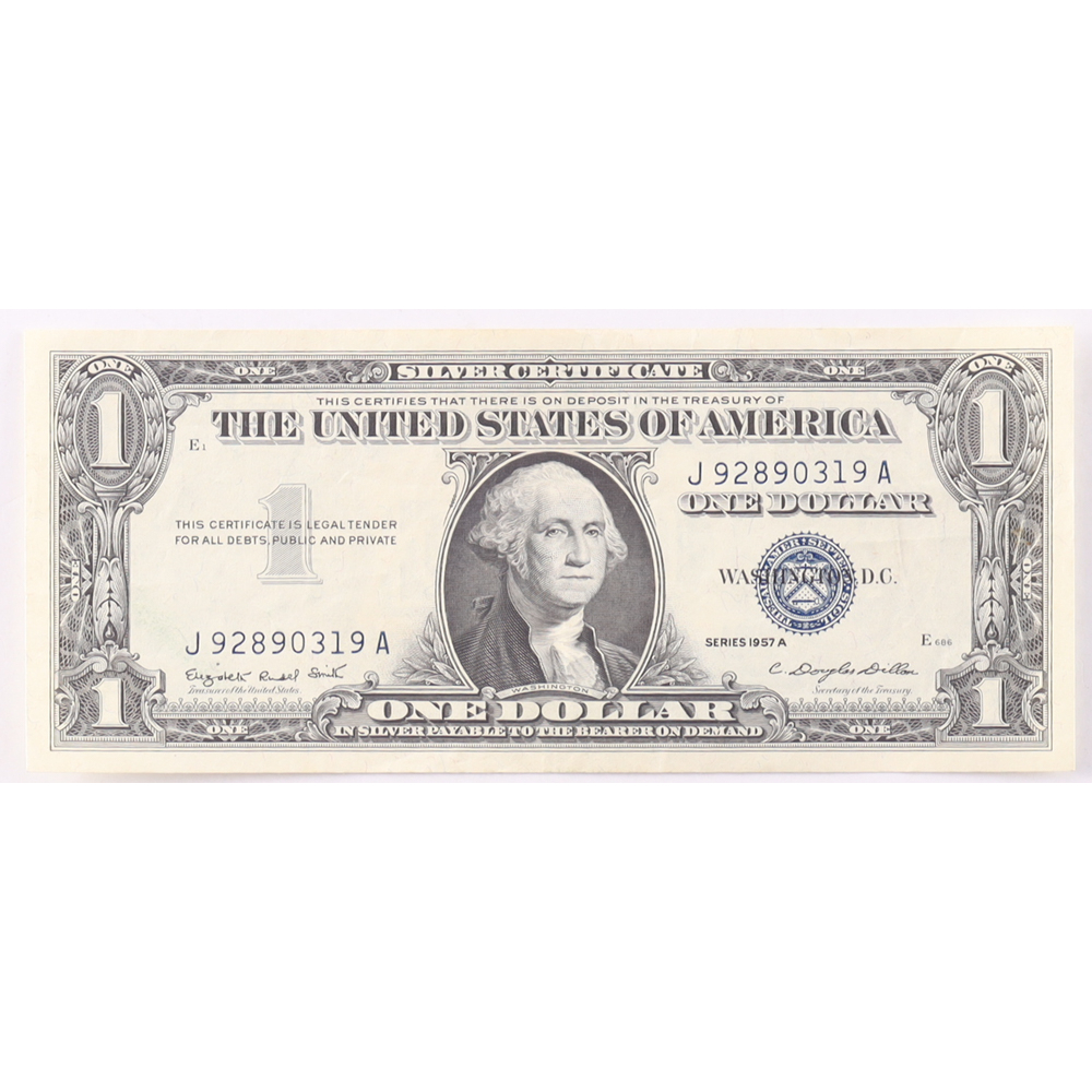 1957-A $1 United States Treasury Blue Seal Silver Certificate Paper Bank Note at PristineAuction.com