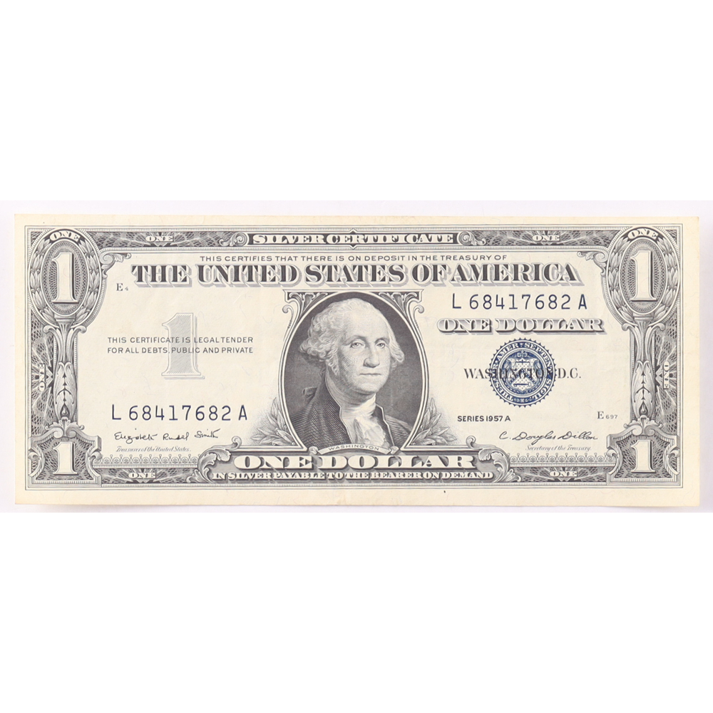 1957-A $1 United States Treasury Blue Seal Silver Certificate Paper Bank Note at PristineAuction.com