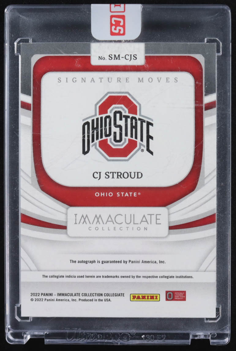 CJ Stroud 2022 Panini Immaculate Collection Collegiate Signature Moves Auto #06/49 RC #SM-CJS at PristineAuction.com CJ Stroud 2022 Panini Immaculate Collection Collegiate Signature Moves Auto #06/49 RC #SM-CJS at PristineAuction.com