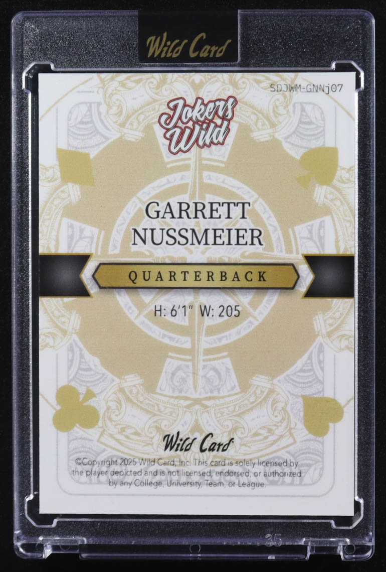 Garrett Nussmeier 2025 Wild Card Joker’s Wild #GNNj07 #1/1 at PristineAuction.com Garrett Nussmeier 2025 Wild Card Joker’s Wild #GNNj07 #1/1 at PristineAuction.com