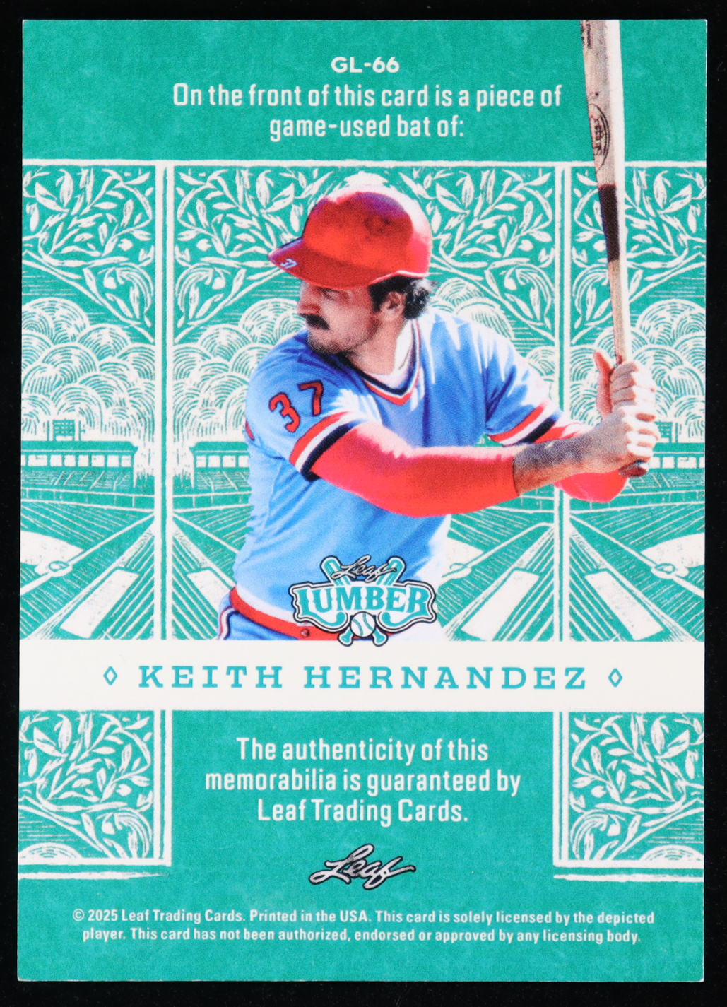 Keith Hernandez 2025 Leaf Lumber Game-Used Bat Bronze #GL66 #28/40 at PristineAuction.com Keith Hernandez 2025 Leaf Lumber Game-Used Bat Bronze #GL66 #28/40 at PristineAuction.com