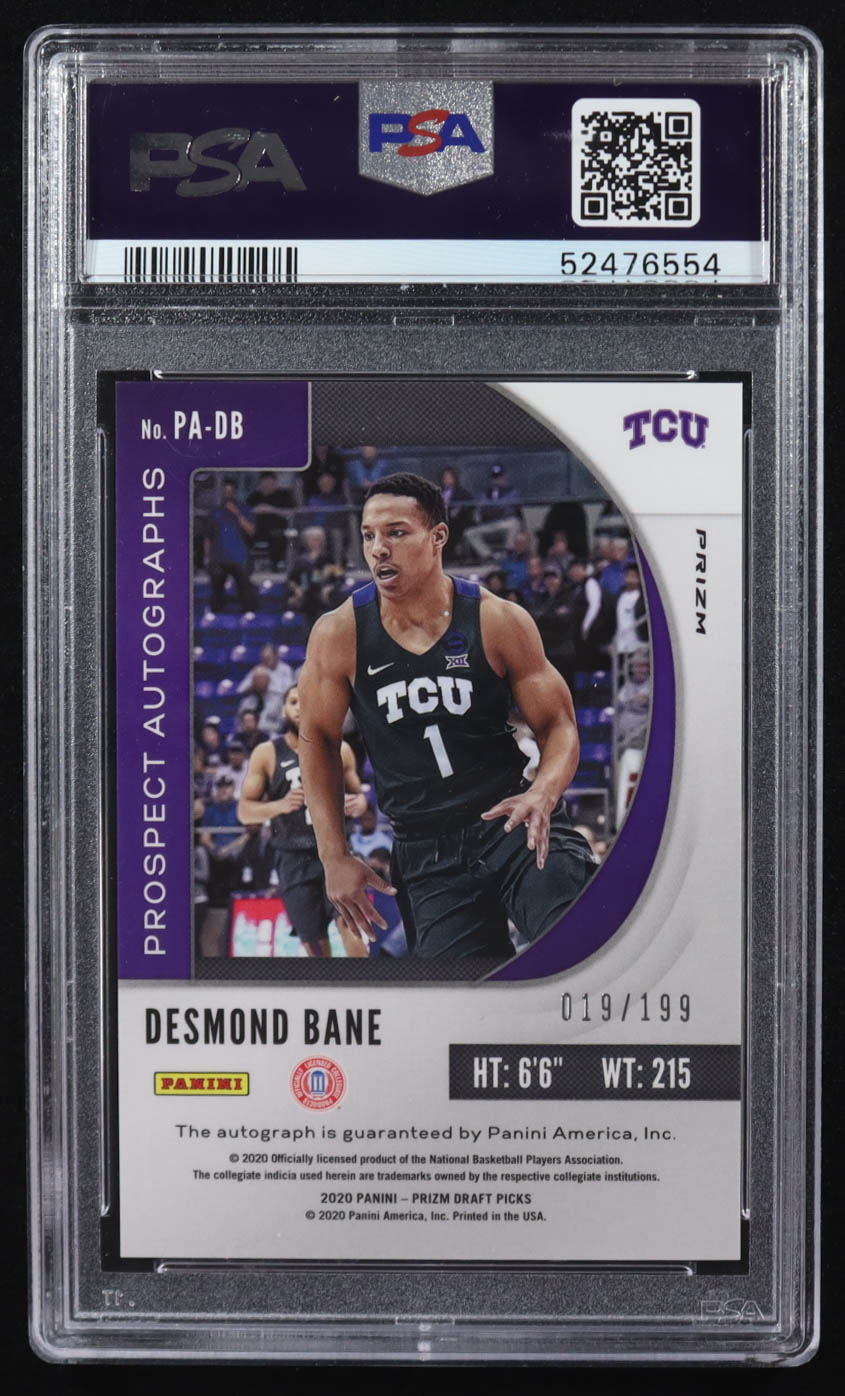 Desmond Bane 2020-21 Panini Prizm Draft Picks Prospect Autographs Red #57 #019/199 RC (PSA 9) at PristineAuction.com Desmond Bane 2020-21 Panini Prizm Draft Picks Prospect Autographs Red #57 #019/199 RC (PSA 9) at PristineAuction.com