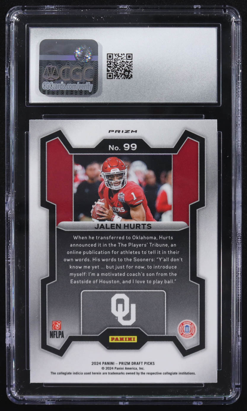Jalen Hurts 2024 Panini Prizm Draft Picks Prizms Silver #99 (CGC 9) at PristineAuction.com Jalen Hurts 2024 Panini Prizm Draft Picks Prizms Silver #99 (CGC 9) at PristineAuction.com