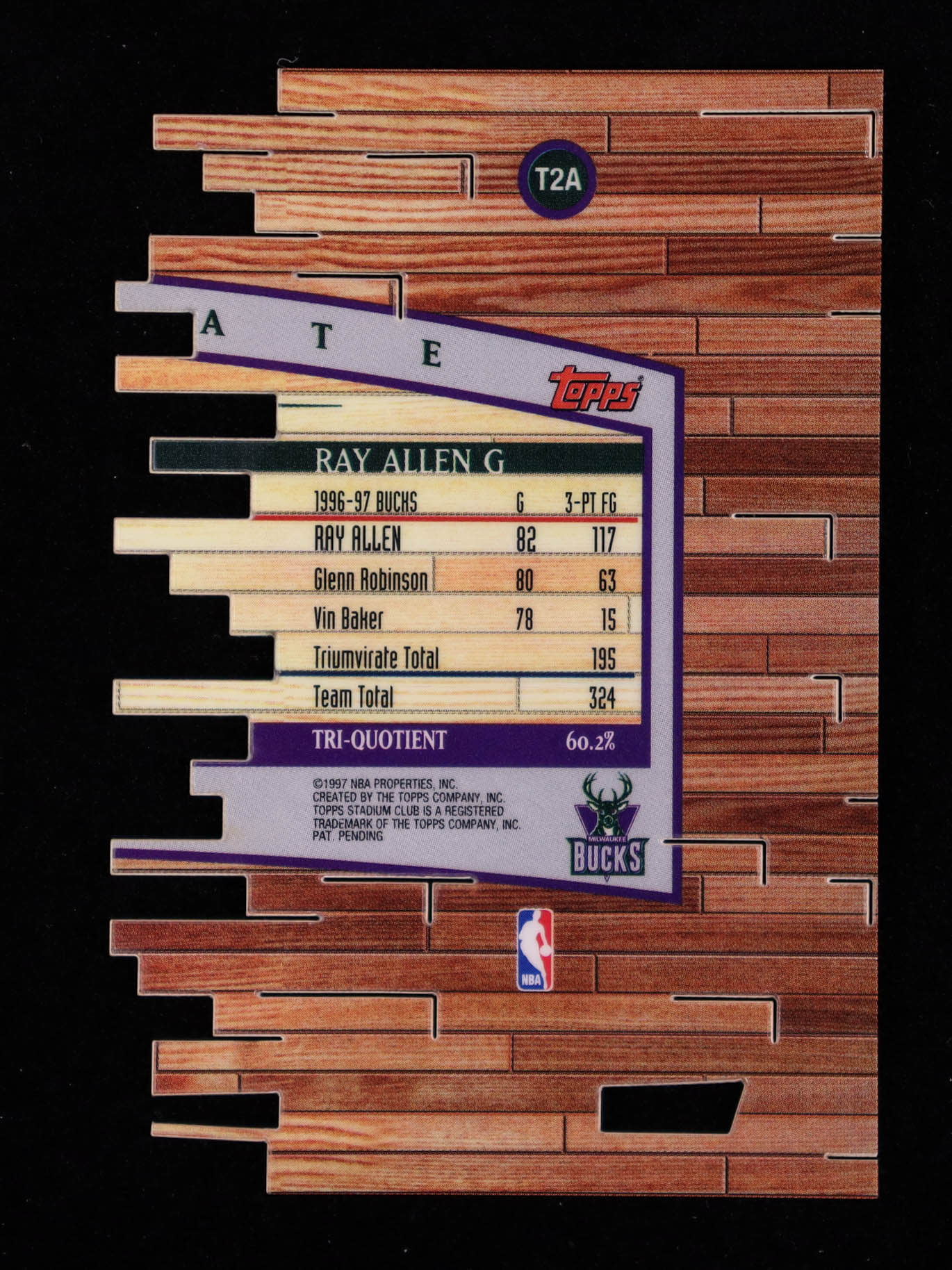 Ray Allen 1997-98 Stadium Club Triumvirate #T2A at PristineAuction.com Ray Allen 1997-98 Stadium Club Triumvirate #T2A at PristineAuction.com