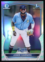 Junior Caminero 2023 Bowman Chrome Prospects Lunar Glow Refractors #BCP61 RC at PristineAuction.com