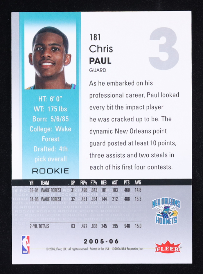 Chris Paul 2005-06 Hoops #181 RC at PristineAuction.com Chris Paul 2005-06 Hoops #181 RC at PristineAuction.com