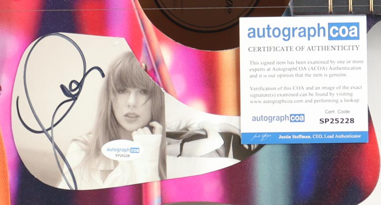 Taylor Swift Guitar with Signed Custom Insert Pickguard (ACOA) at PristineAuction.com Taylor Swift Guitar with Signed Custom Insert Pickguard (ACOA) at PristineAuction.com