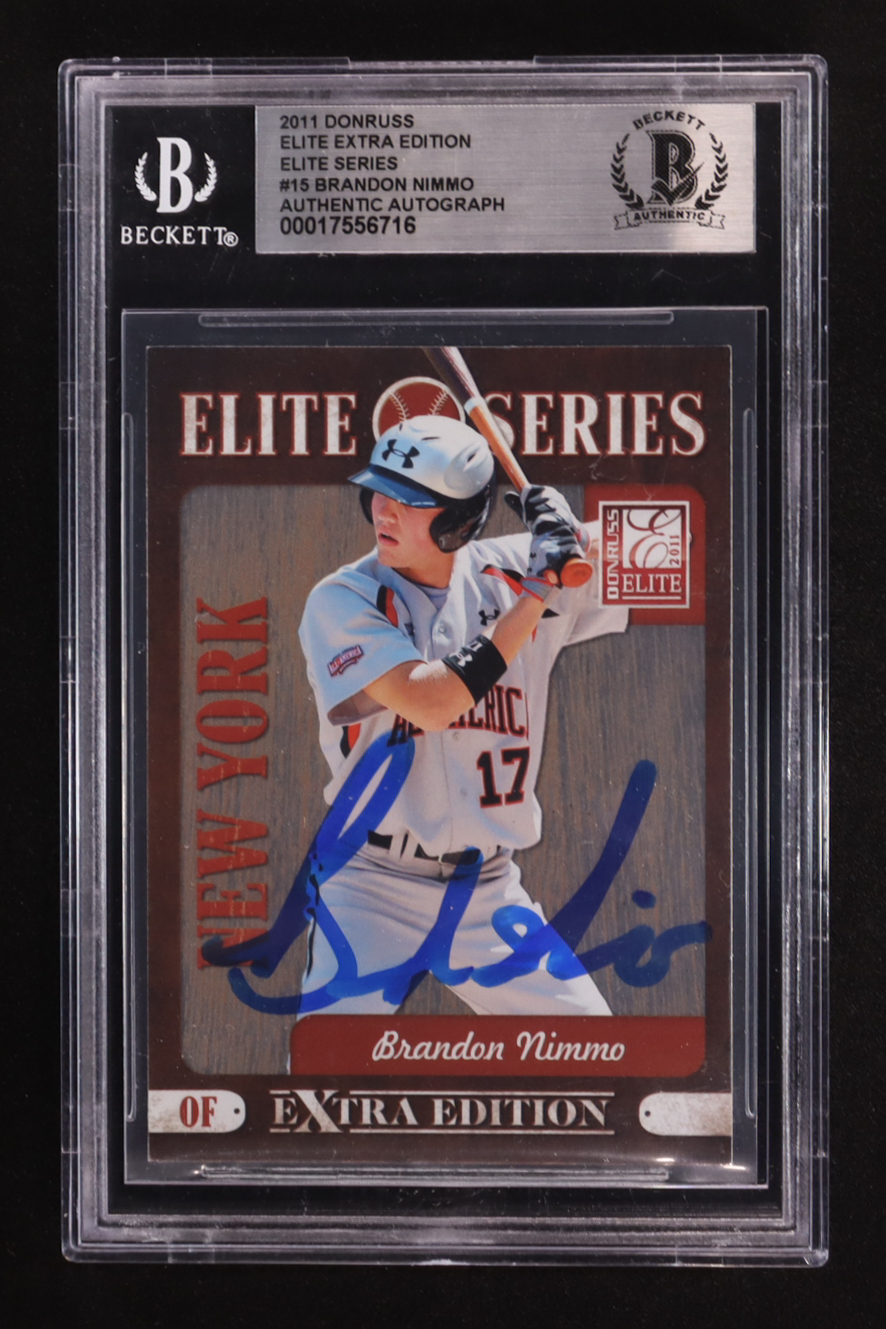 Brandon Nimmo Signed 2011 Donruss Elite Extra Edition Elite Series #15 RC (BGS) at PristineAuction.com Brandon Nimmo Signed 2011 Donruss Elite Extra Edition Elite Series #15 RC (BGS) at PristineAuction.com