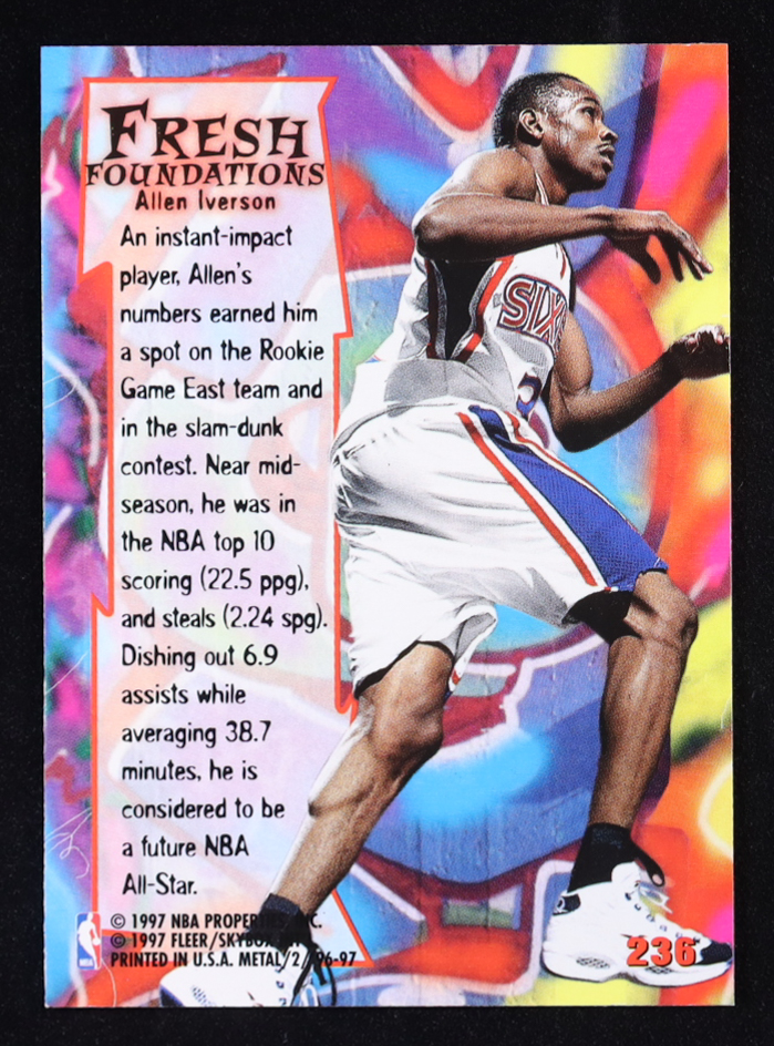 Allen Iverson 1996-97 Metal #236 FF RC at PristineAuction.com Allen Iverson 1996-97 Metal #236 FF RC at PristineAuction.com
