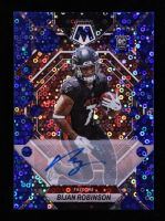 Bijan Robinson 2023 Panini Mosaic Rookie Autographs Mosaic No Huddle Blue #284 RC at PristineAuction.com
