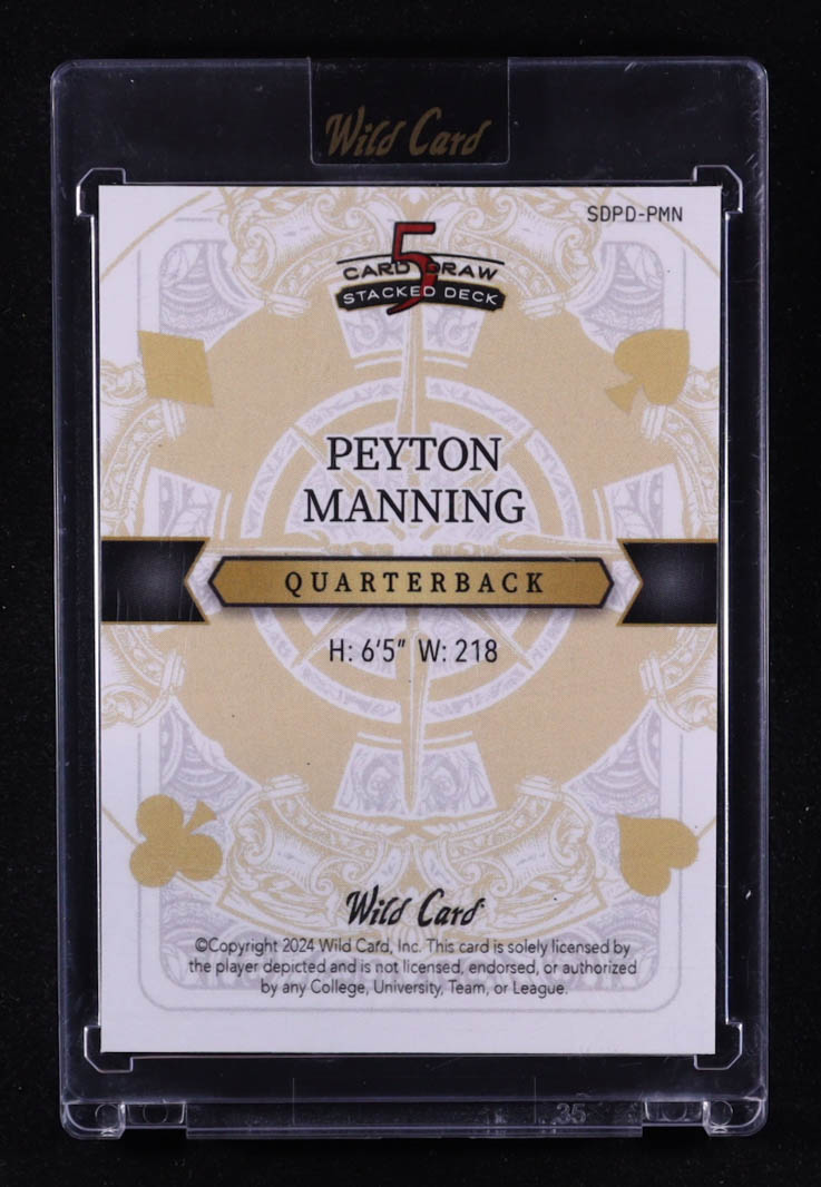 Peyton Manning 2024 Wild Card 5 Card Draw Stacked Deck 10 of Diamonds Mojo Black #PMN #1/1 at PristineAuction.com Peyton Manning 2024 Wild Card 5 Card Draw Stacked Deck 10 of Diamonds Mojo Black #PMN #1/1 at PristineAuction.com