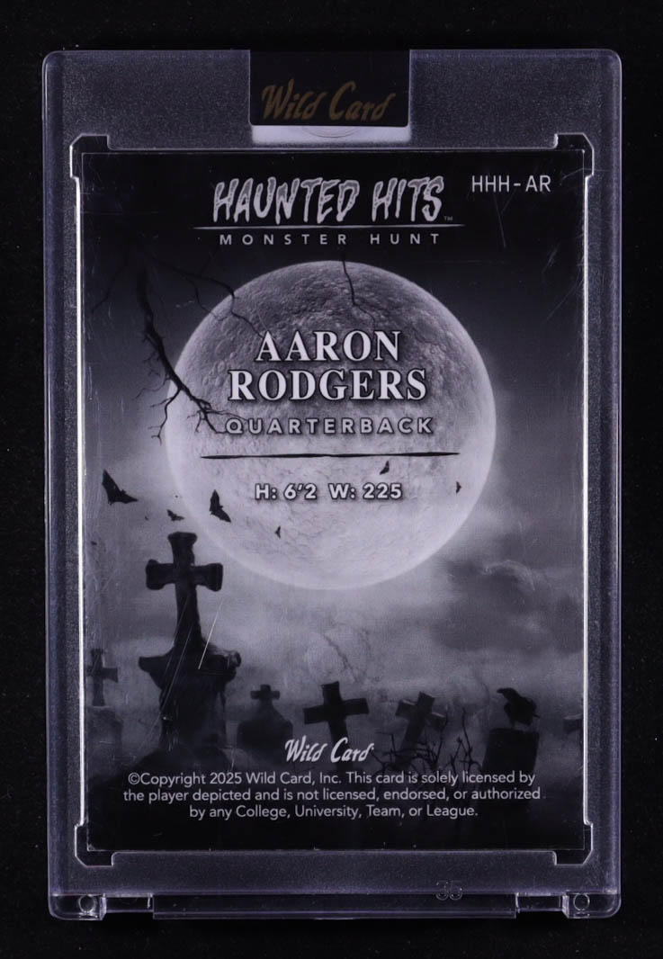 Aaron Rodgers 2025 Wild Card Haunted Hits Monster Hunt Haunted House Orange Crosshatch #AR #1/1 at PristineAuction.com Aaron Rodgers 2025 Wild Card Haunted Hits Monster Hunt Haunted House Orange Crosshatch #AR #1/1 at PristineAuction.com