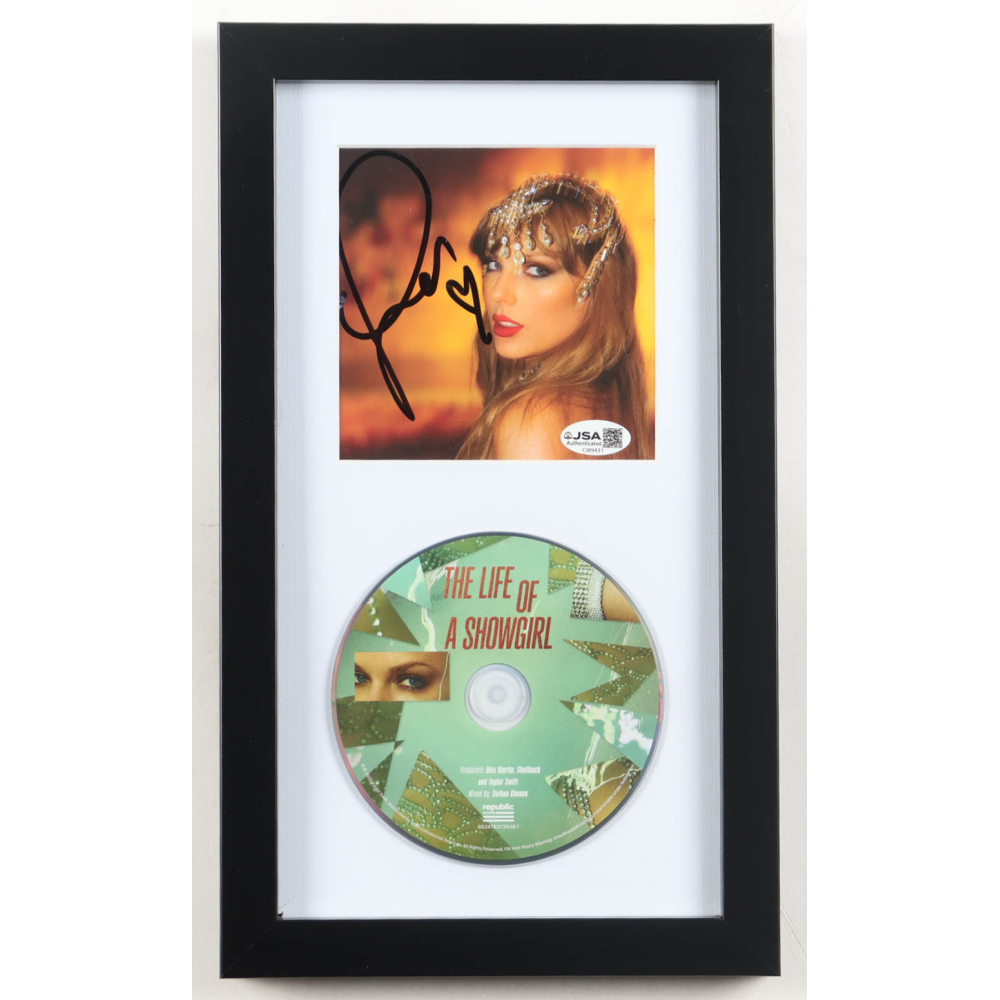 Taylor Swift Signed Custom Framed "The Life of a Showgirl" CD Album Insert Display (JSA) at PristineAuction.com