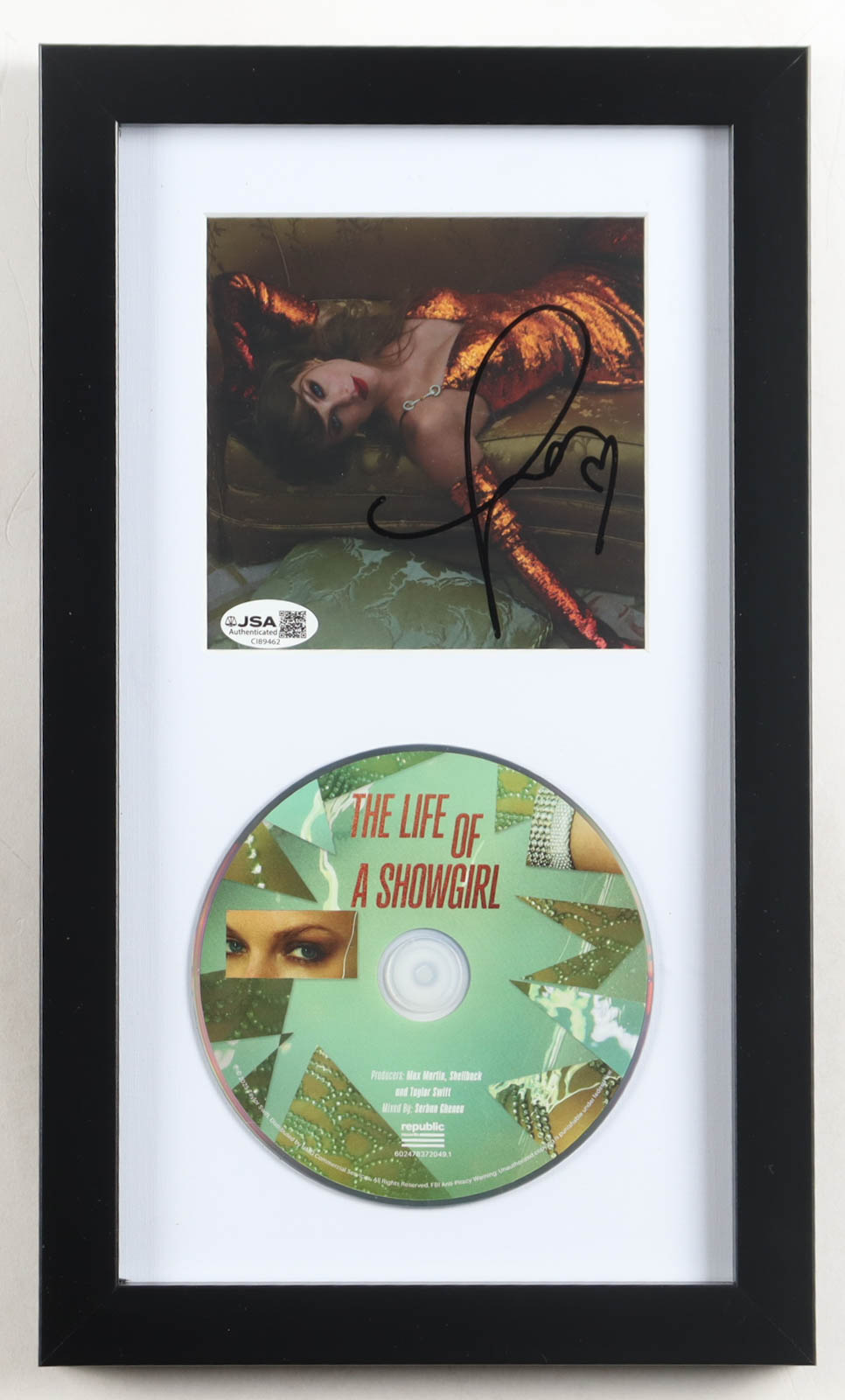 Taylor Swift Signed Custom Framed "The Life of a Showgirl" CD Album Insert Display (JSA) at PristineAuction.com Taylor Swift Signed Custom Framed "The Life of a Showgirl" CD Album Insert Display (JSA) at PristineAuction.com