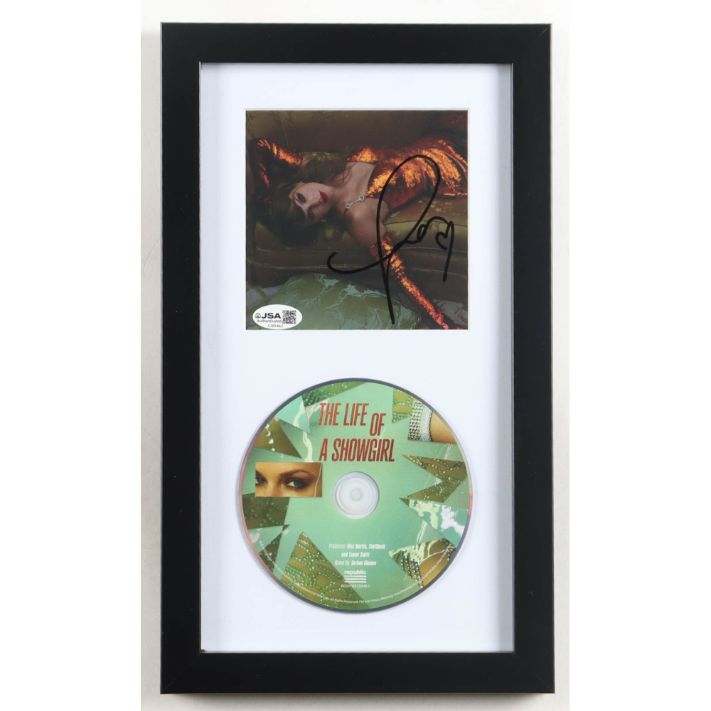 Taylor Swift Signed Custom Framed "The Life of a Showgirl" CD Album Insert Display (JSA) at PristineAuction.com