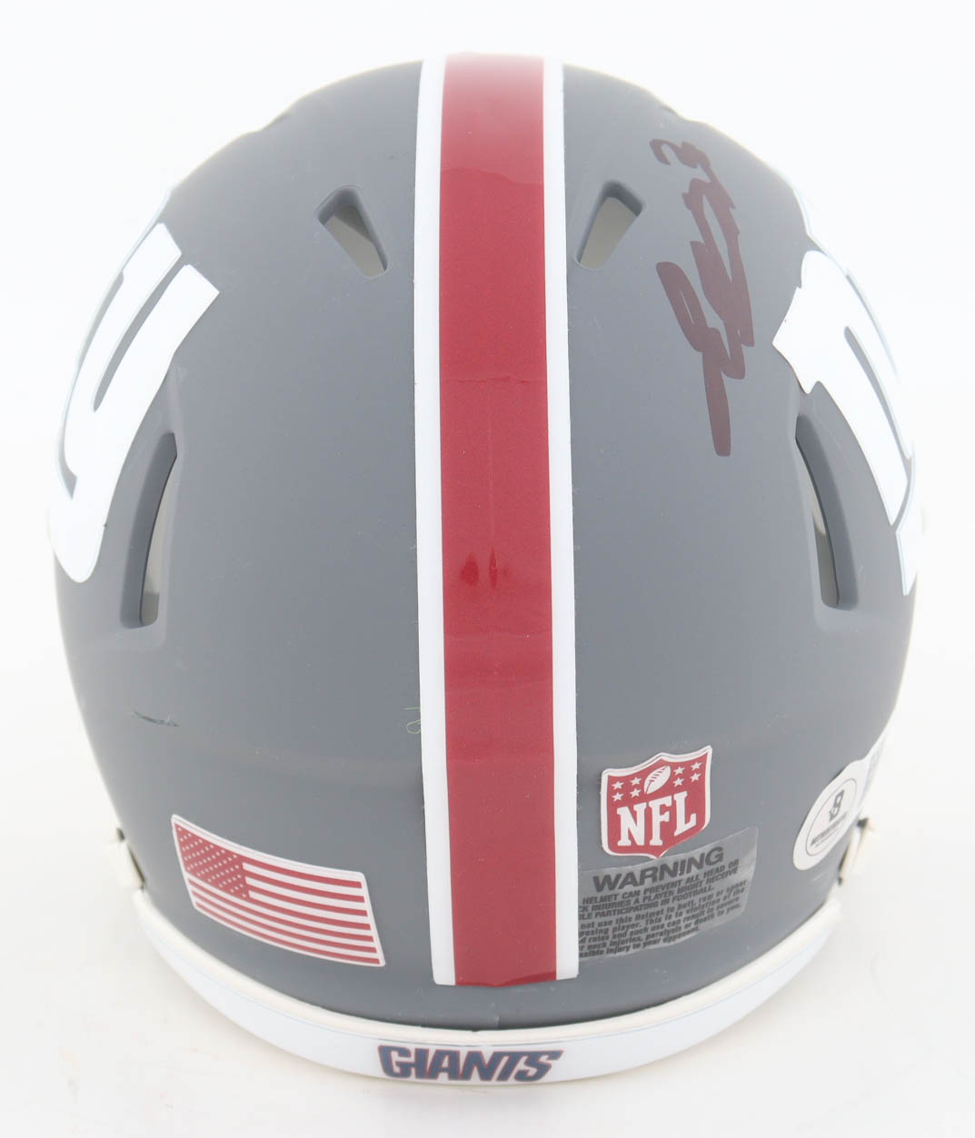 Jaxson Dart Signed Giants Slate Alternate Speed Mini Helmet (Beckett) at PristineAuction.com Jaxson Dart Signed Giants Slate Alternate Speed Mini Helmet (Beckett) at PristineAuction.com