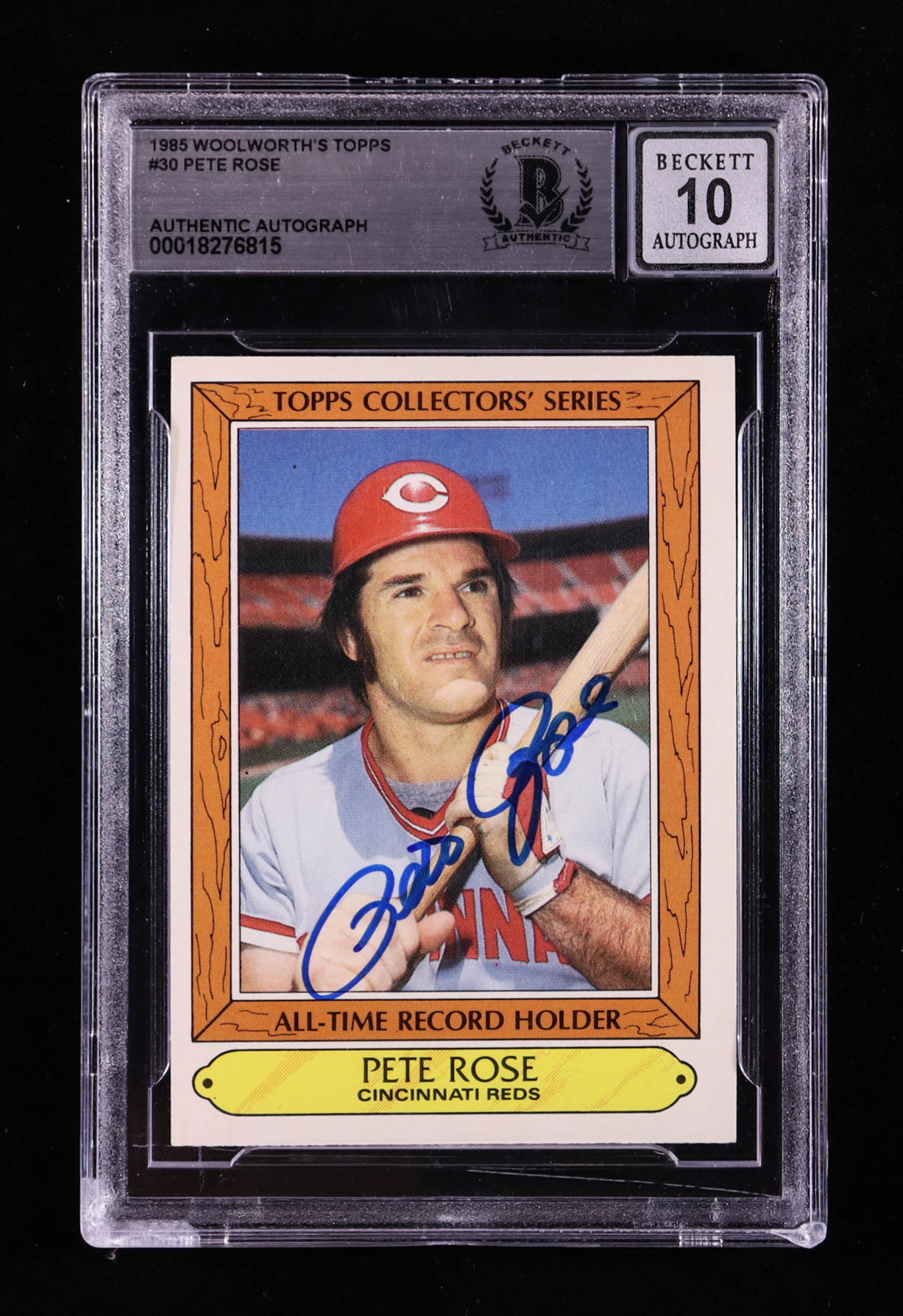Pete Rose Signed 1985 Woolworth's Topps Collector's Series #30 (BGS | Autograph Graded BGS 10) at PristineAuction.com Pete Rose Signed 1985 Woolworth's Topps Collector's Series #30 (BGS | Autograph Graded BGS 10) at PristineAuction.com