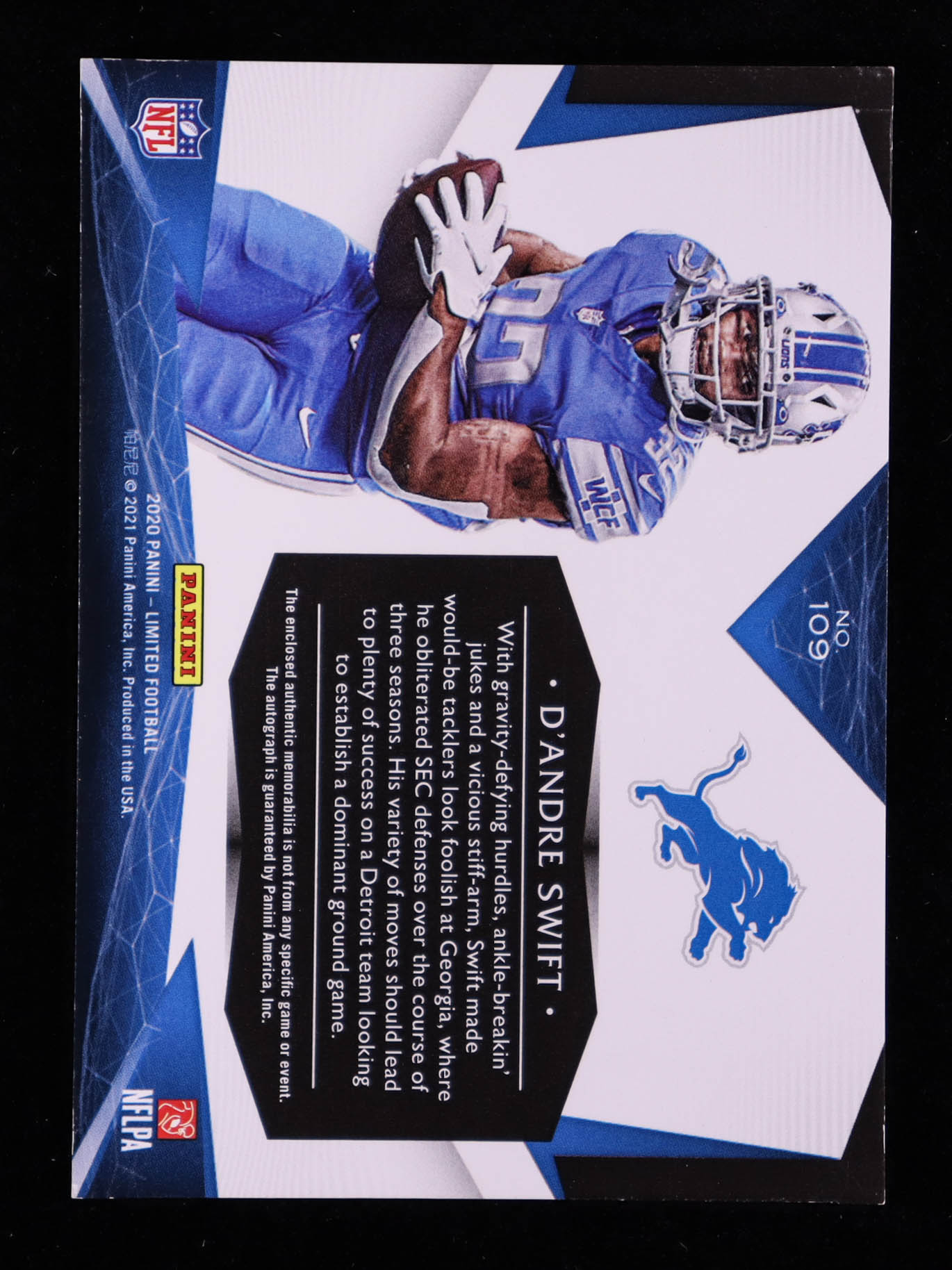 D'Andre Swift 2020 Limited #109 Jersey Autograph RC #82/149 at PristineAuction.com D'Andre Swift 2020 Limited #109 Jersey Autograph RC #82/149 at PristineAuction.com