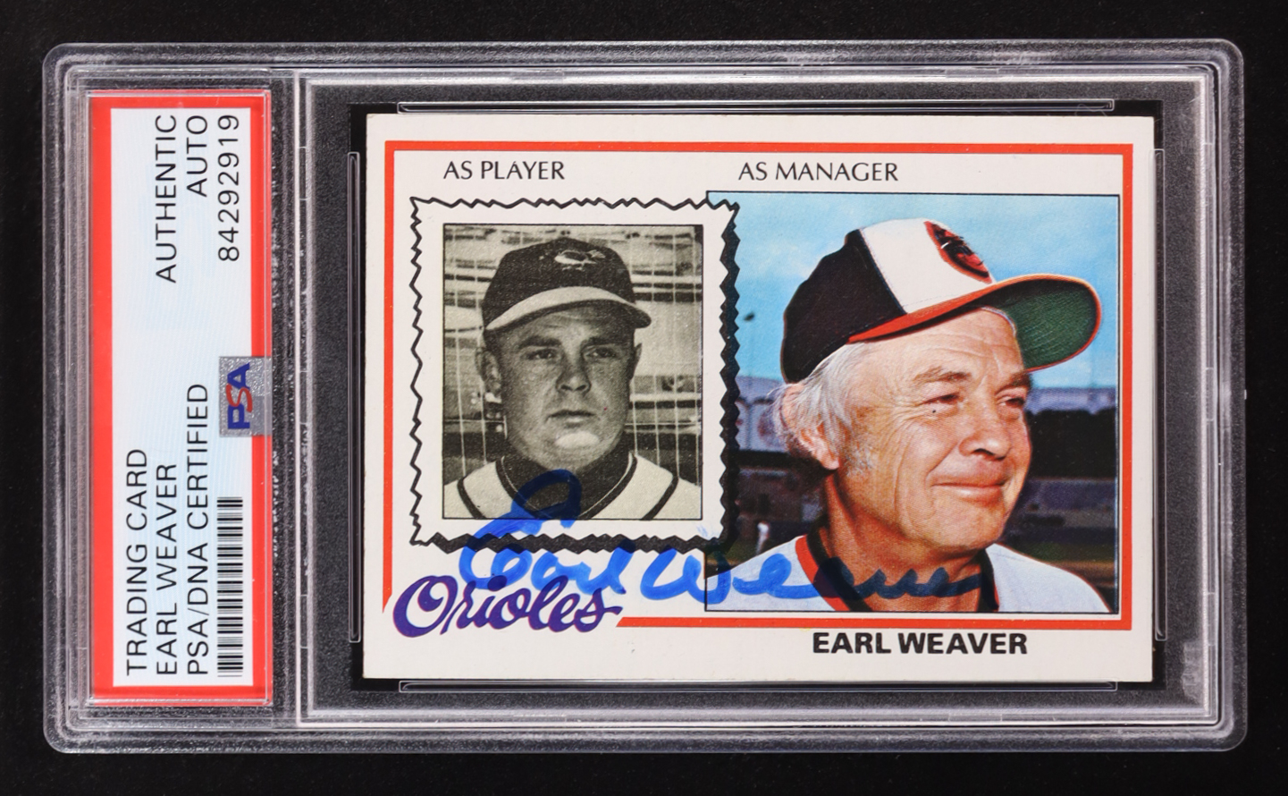 Earl Weaver Signed 1978 Topps #211 MG DP (PSA) at PristineAuction.com Earl Weaver Signed 1978 Topps #211 MG DP (PSA) at PristineAuction.com