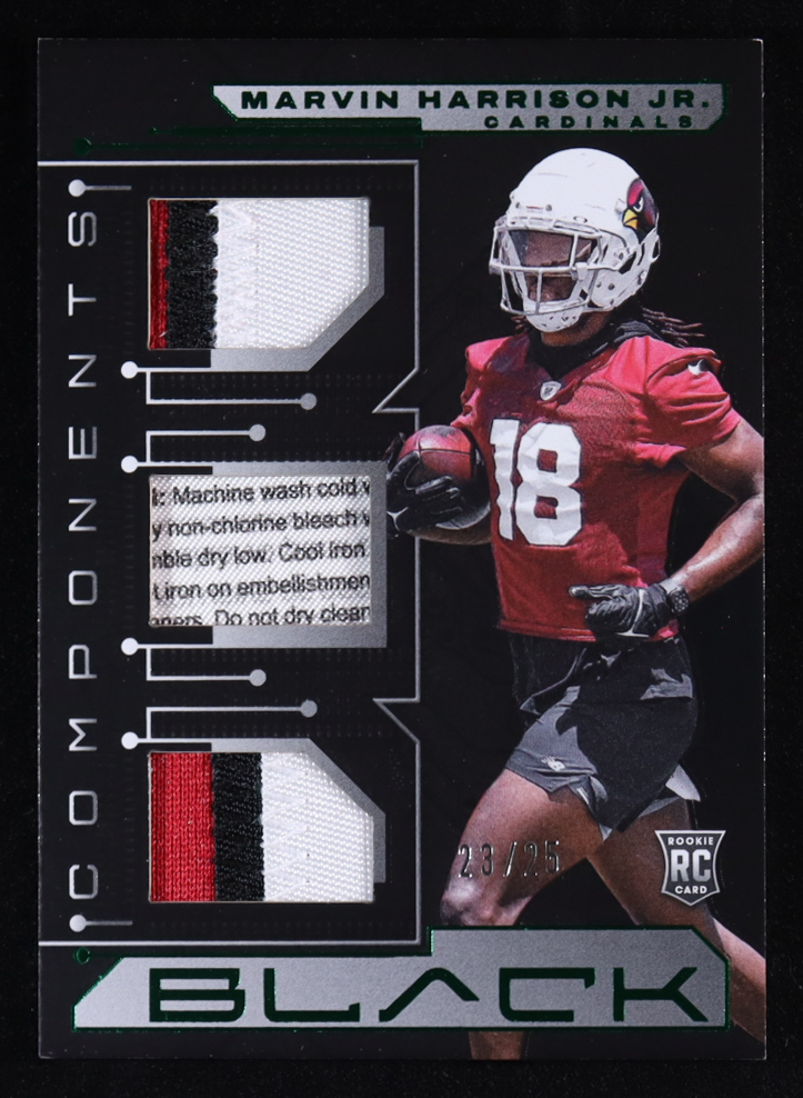Marvin Harrison Jr. 2024 Panini Black Components Jerseys Emerald #4 #23/25 RC at PristineAuction.com Marvin Harrison Jr. 2024 Panini Black Components Jerseys Emerald #4 #23/25 RC at PristineAuction.com
