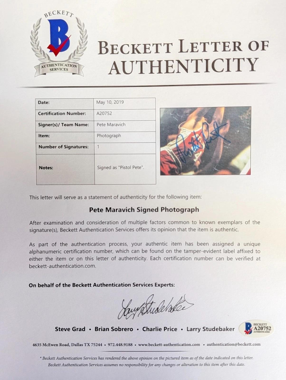 "Pistol" Pete Maravich Signed Hawks Custom Framed Photo (Beckett) at PristineAuction.com "Pistol" Pete Maravich Signed Hawks Custom Framed Photo (Beckett) at PristineAuction.com