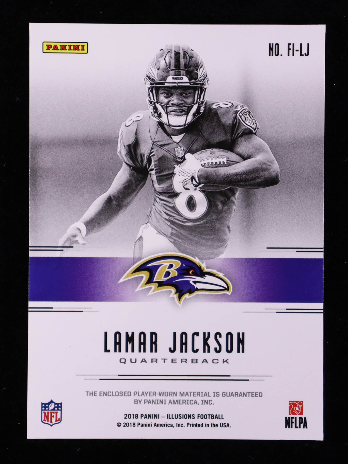 Lamar Jackson 2018 Panini Illusions First Impressions Memorabilia Green #25 RC #20/25 at PristineAuction.com Lamar Jackson 2018 Panini Illusions First Impressions Memorabilia Green #25 RC #20/25 at PristineAuction.com