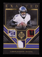 Lamar Jackson 2019 Panini Majestic Exalted Triple Materials Jerseys Gold #15 #6/25 at PristineAuction.com