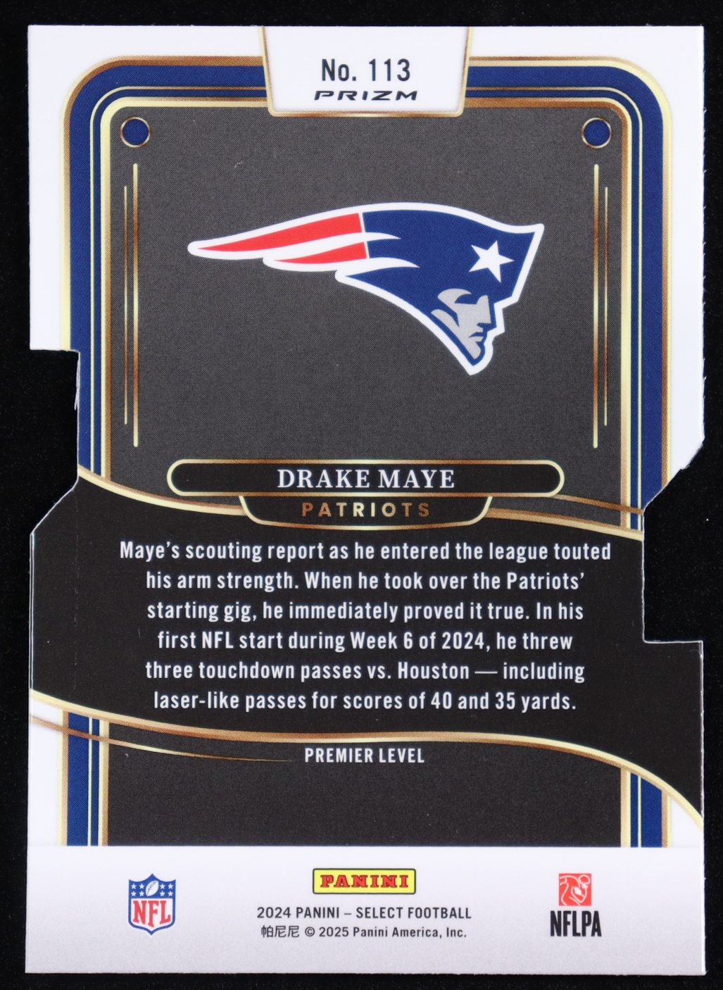Drake Maye 2024 Select Prizm Silver Die Cut #113 RC at PristineAuction.com Drake Maye 2024 Select Prizm Silver Die Cut #113 RC at PristineAuction.com