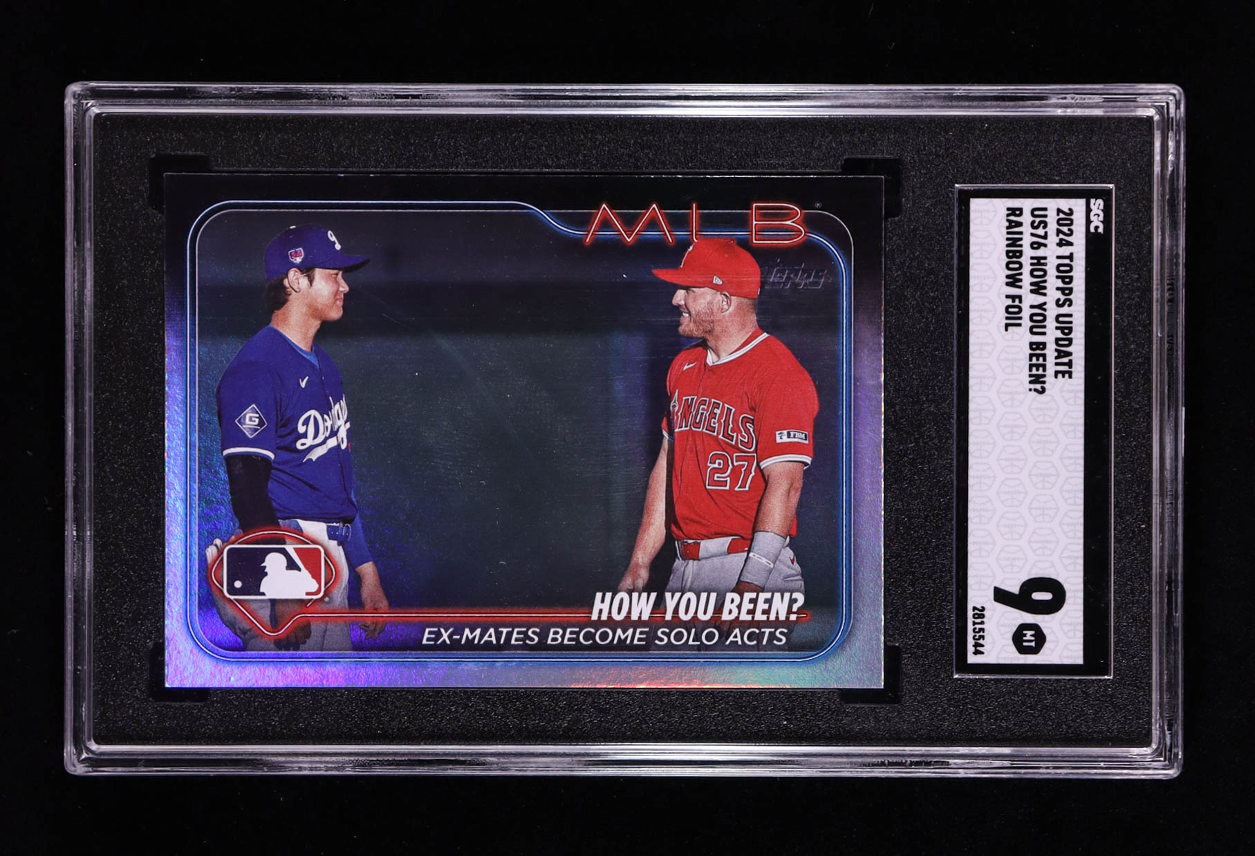 Shohei Ohtani / Mike Trout 2024 Topps Update How You Been? Rainbow Foil #US76 (SGC 9) at PristineAuction.com Shohei Ohtani / Mike Trout 2024 Topps Update How You Been? Rainbow Foil #US76 (SGC 9) at PristineAuction.com