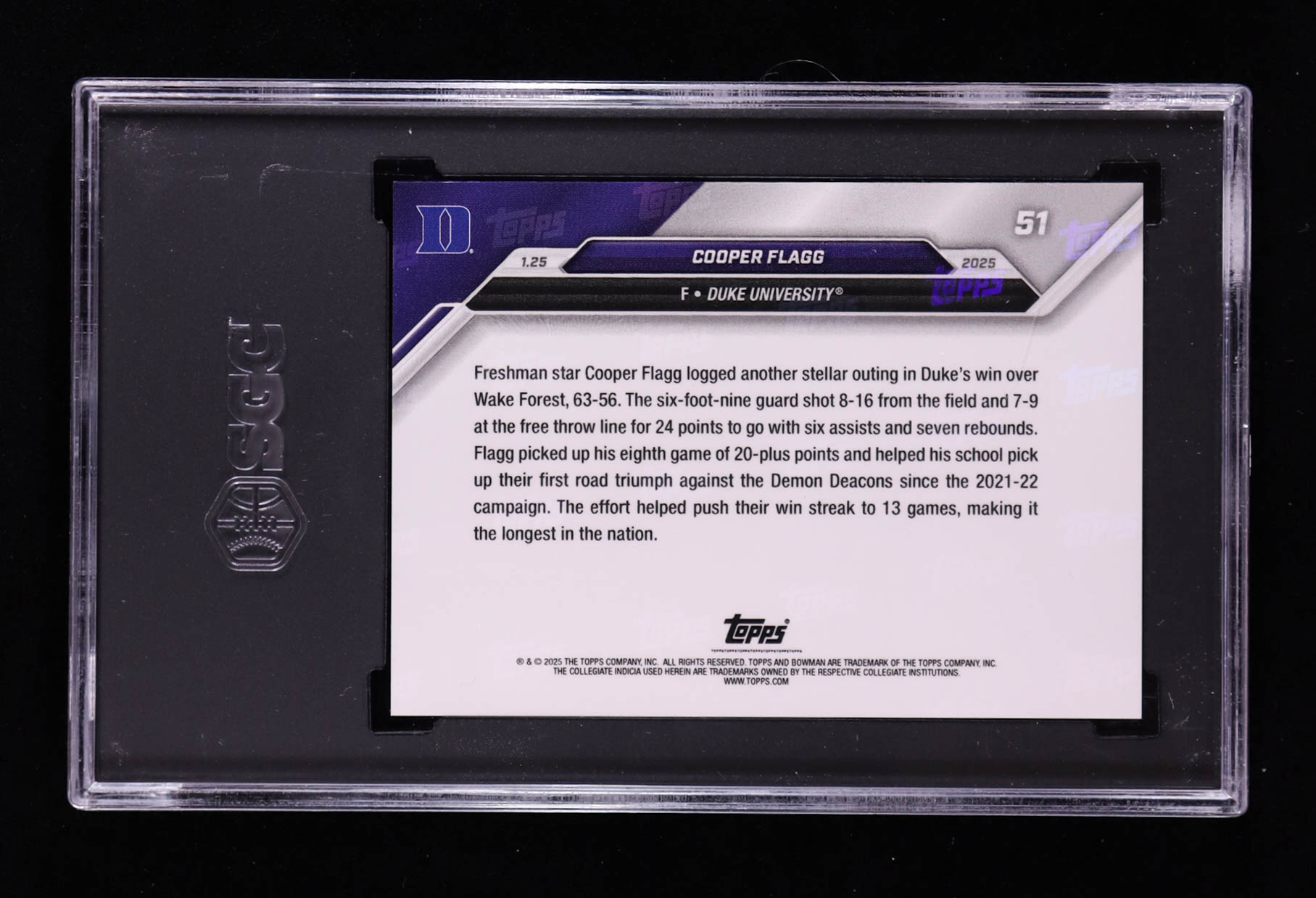 Cooper Flagg 2024-25 Bowman U Now #51 RC (SGC 9) at PristineAuction.com Cooper Flagg 2024-25 Bowman U Now #51 RC (SGC 9) at PristineAuction.com