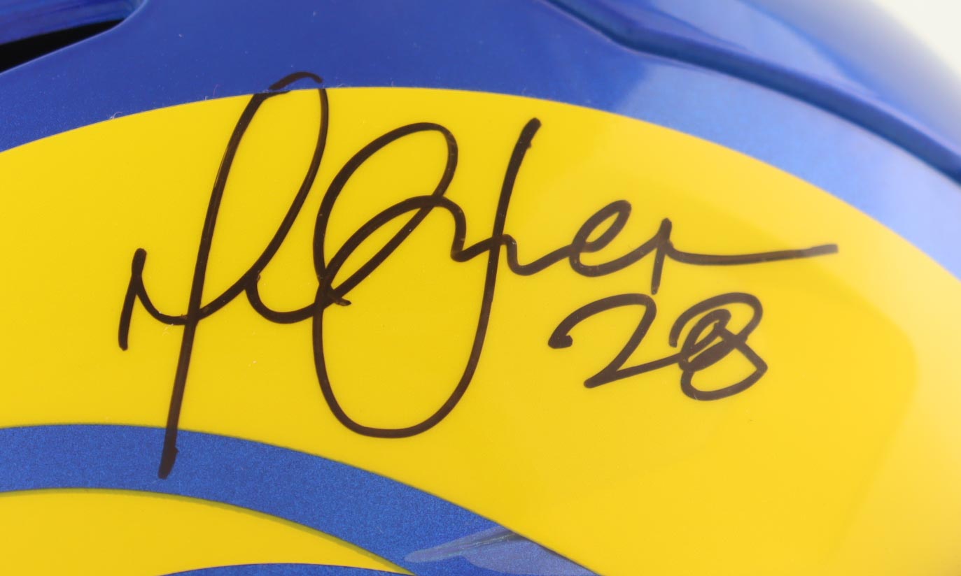 Marshall Faulk Signed Rams Full-Size Authentic On-Field SpeedFlex Helmet With Visor (Beckett) at PristineAuction.com Marshall Faulk Signed Rams Full-Size Authentic On-Field SpeedFlex Helmet With Visor (Beckett) at PristineAuction.com