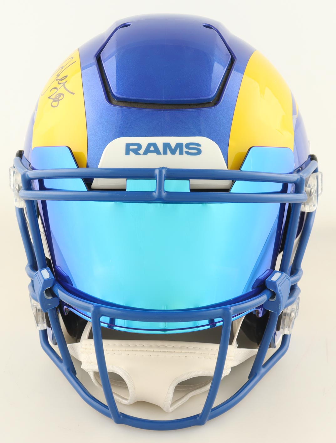 Marshall Faulk Signed Rams Full-Size Authentic On-Field SpeedFlex Helmet With Visor (Beckett) at PristineAuction.com Marshall Faulk Signed Rams Full-Size Authentic On-Field SpeedFlex Helmet With Visor (Beckett) at PristineAuction.com