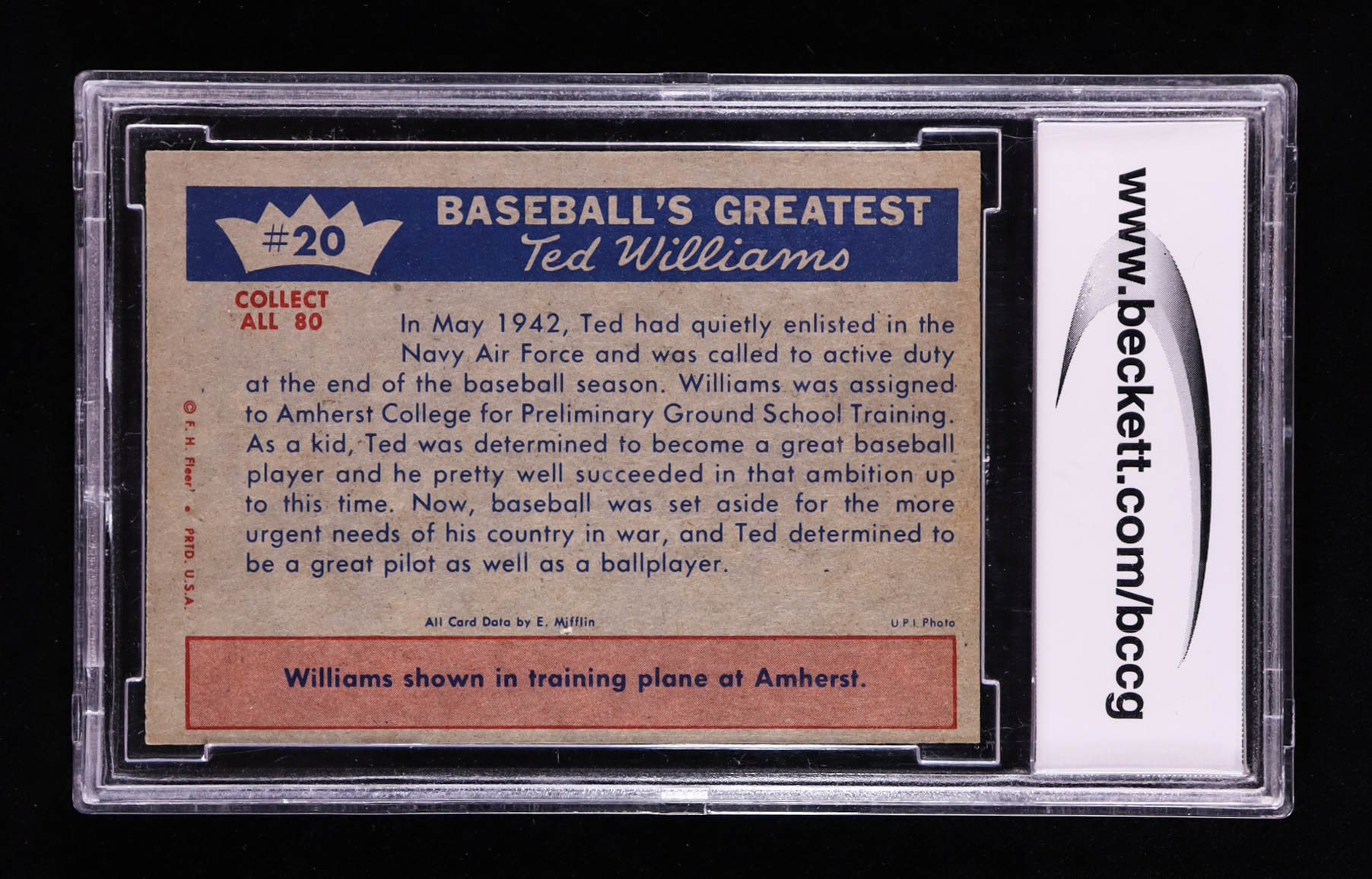 Ted Williams 1959 Fleer 1942 On To Naval Training #20 (BCCG 7) at PristineAuction.com Ted Williams 1959 Fleer 1942 On To Naval Training #20 (BCCG 7) at PristineAuction.com