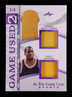 Kareem Abdul-Jabbar / Magic Johnson 2025 Leaf ITG Used Sports Game Used 2s Dual Memorabilia Prismatic Purple #IG26 #5/6 at PristineAuction.com