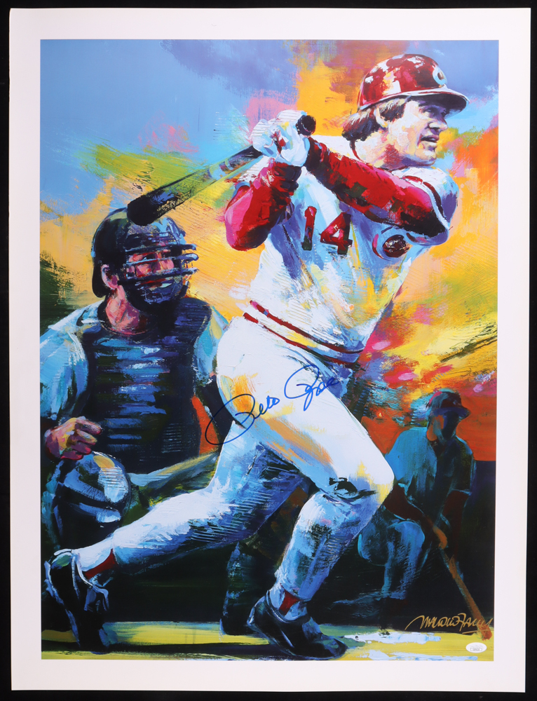 Pete Rose Signed Reds Art Lithograph By Malcolm Farley (JSA) at PristineAuction.com Pete Rose Signed Reds Art Lithograph By Malcolm Farley (JSA) at PristineAuction.com