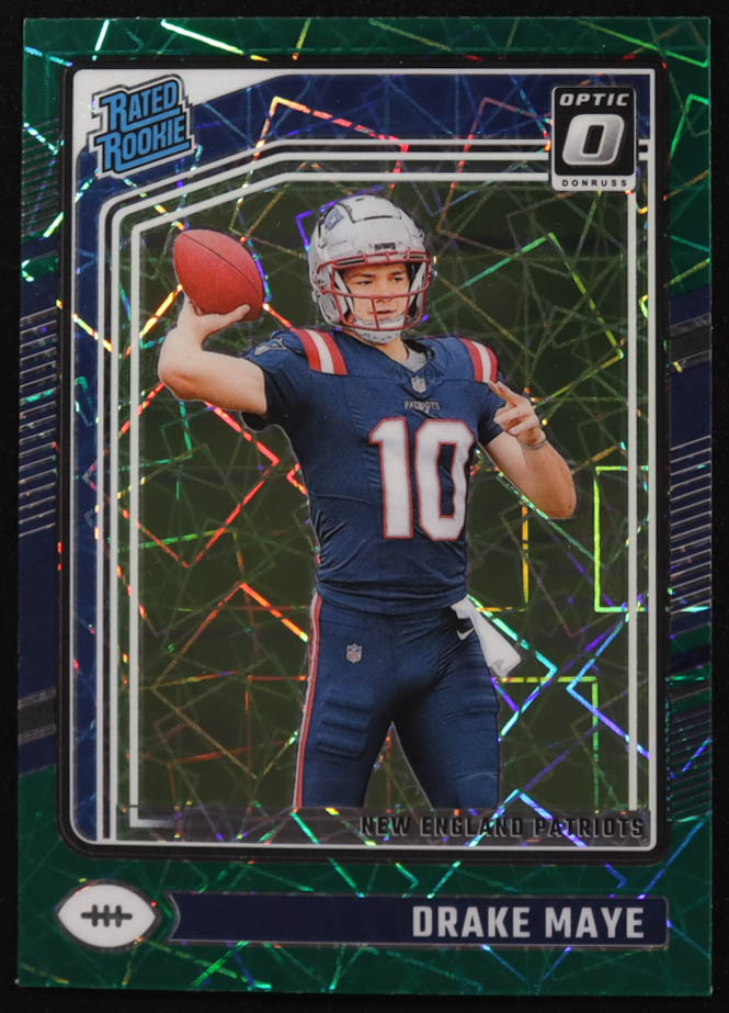 Drake Maye 2024 Donruss Optic Green Velocity #229 RC at PristineAuction.com Drake Maye 2024 Donruss Optic Green Velocity #229 RC at PristineAuction.com